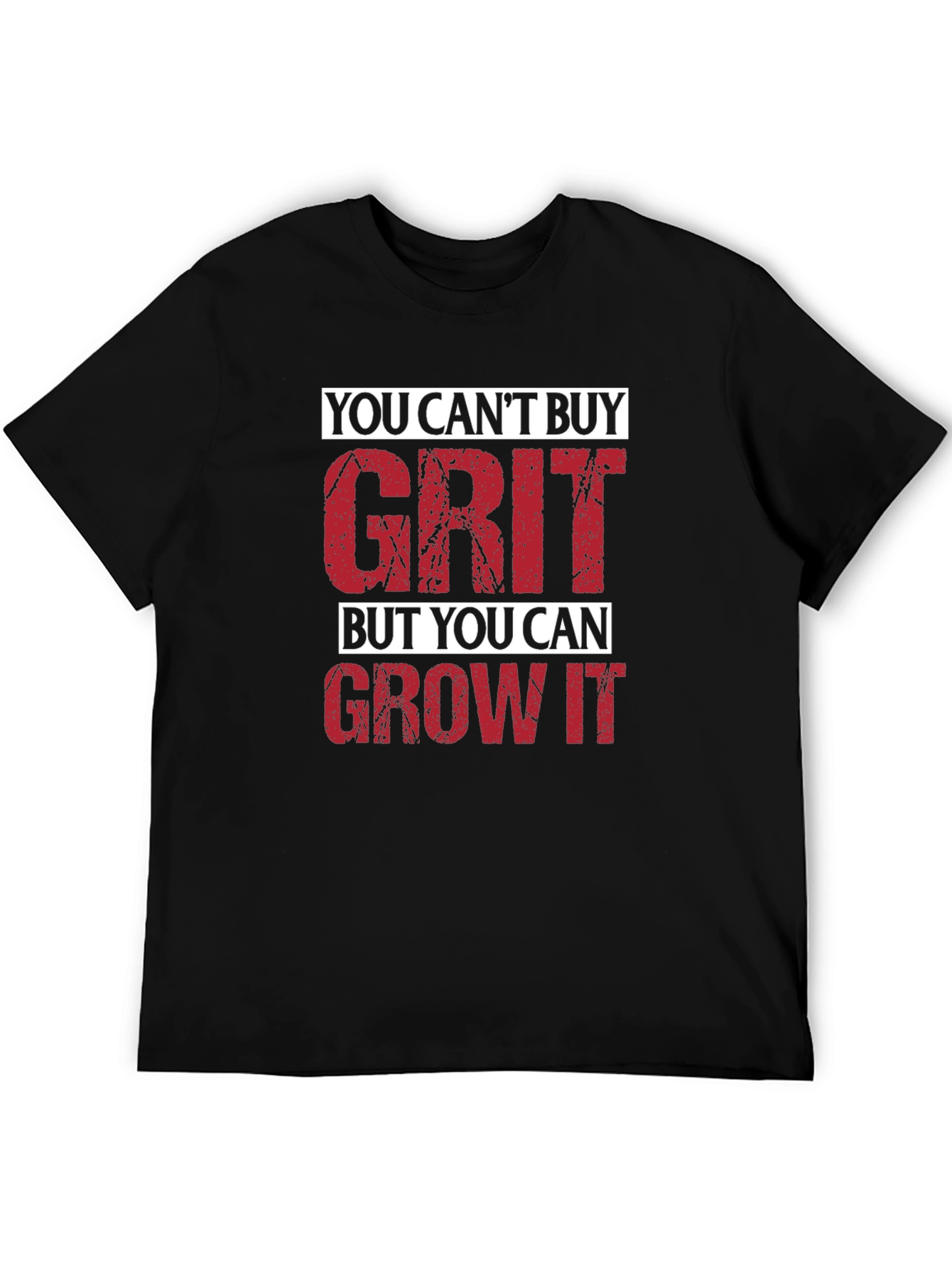 Motivational Grit Graphic T-Shirt - Mens Black Tee