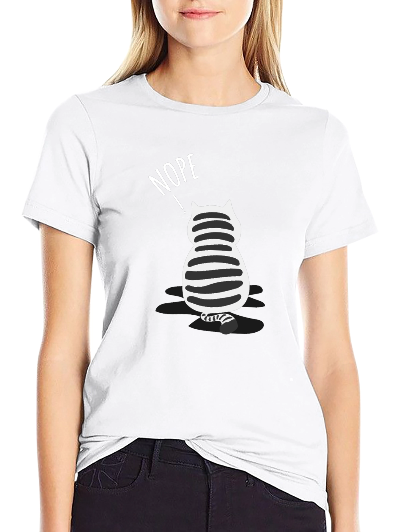 Nope Cat Graphic T-Shirt - Unisex Black Tee
