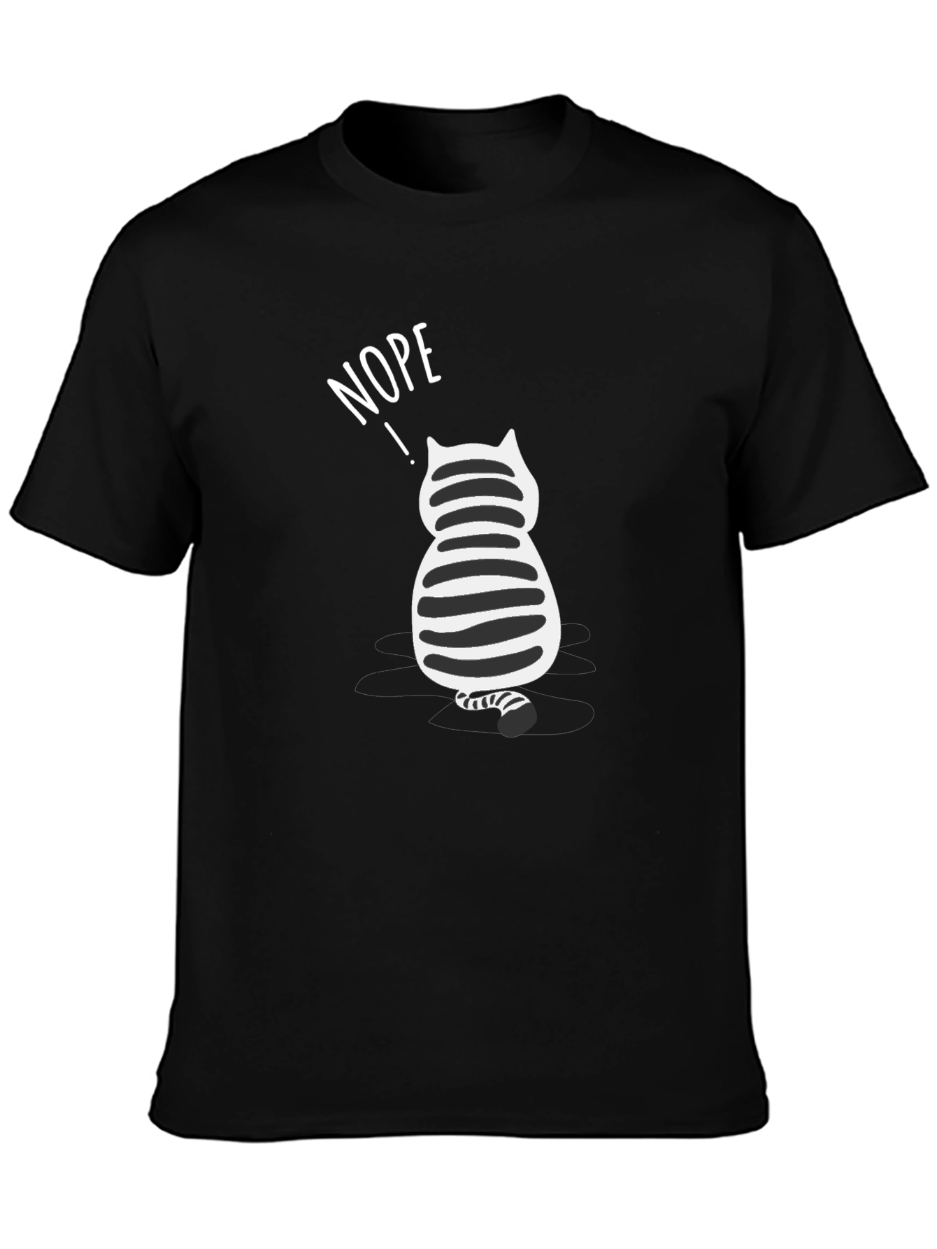 Nope Cat Graphic T-Shirt - Unisex Black Tee