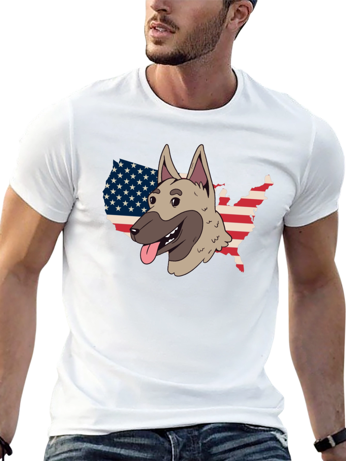 Dog USA Flag Patriotic Graphic Tee
