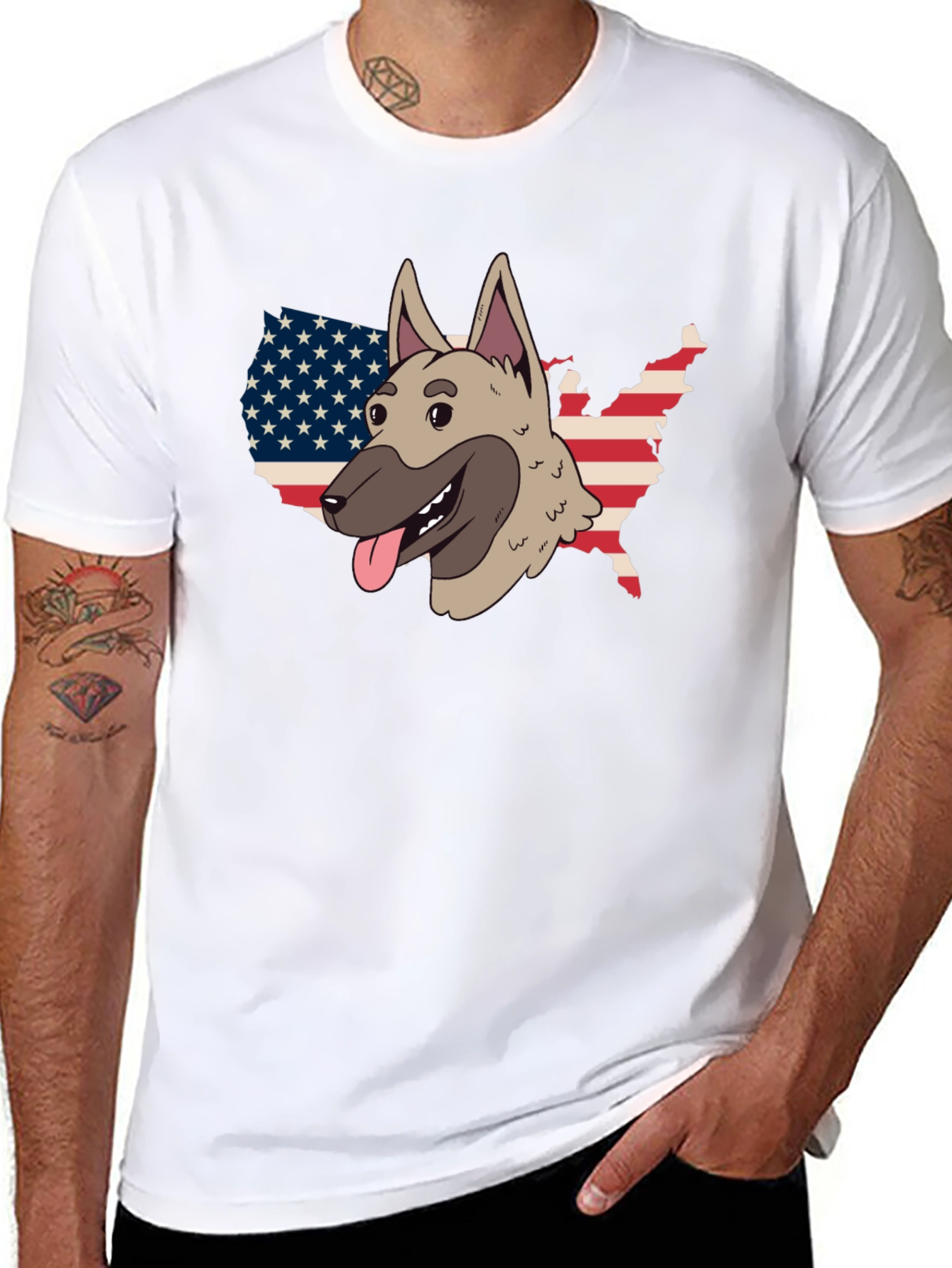 Dog USA Flag Patriotic Graphic Tee
