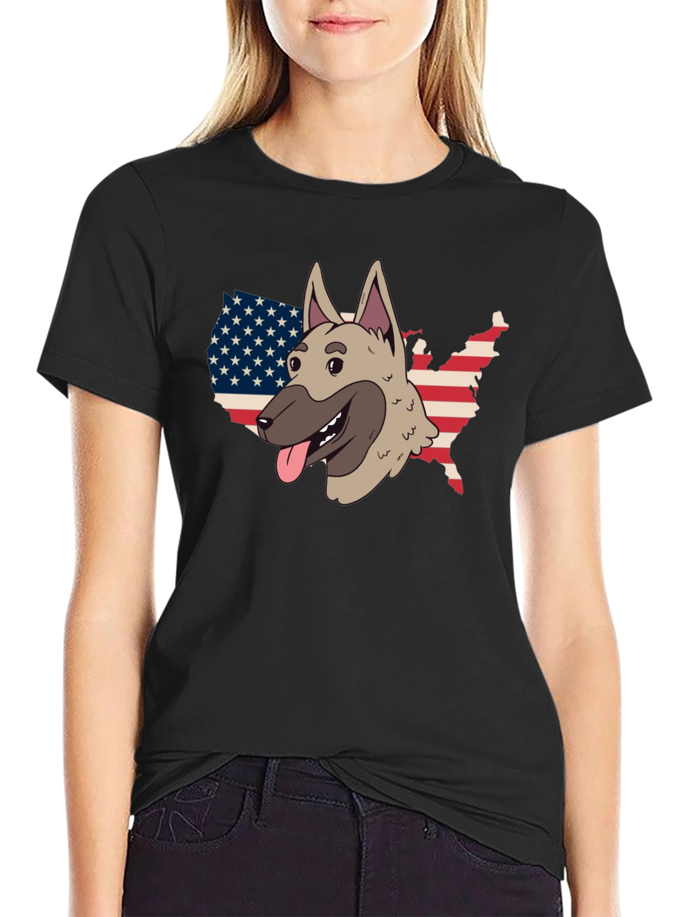 Dog USA Flag Patriotic Graphic Tee