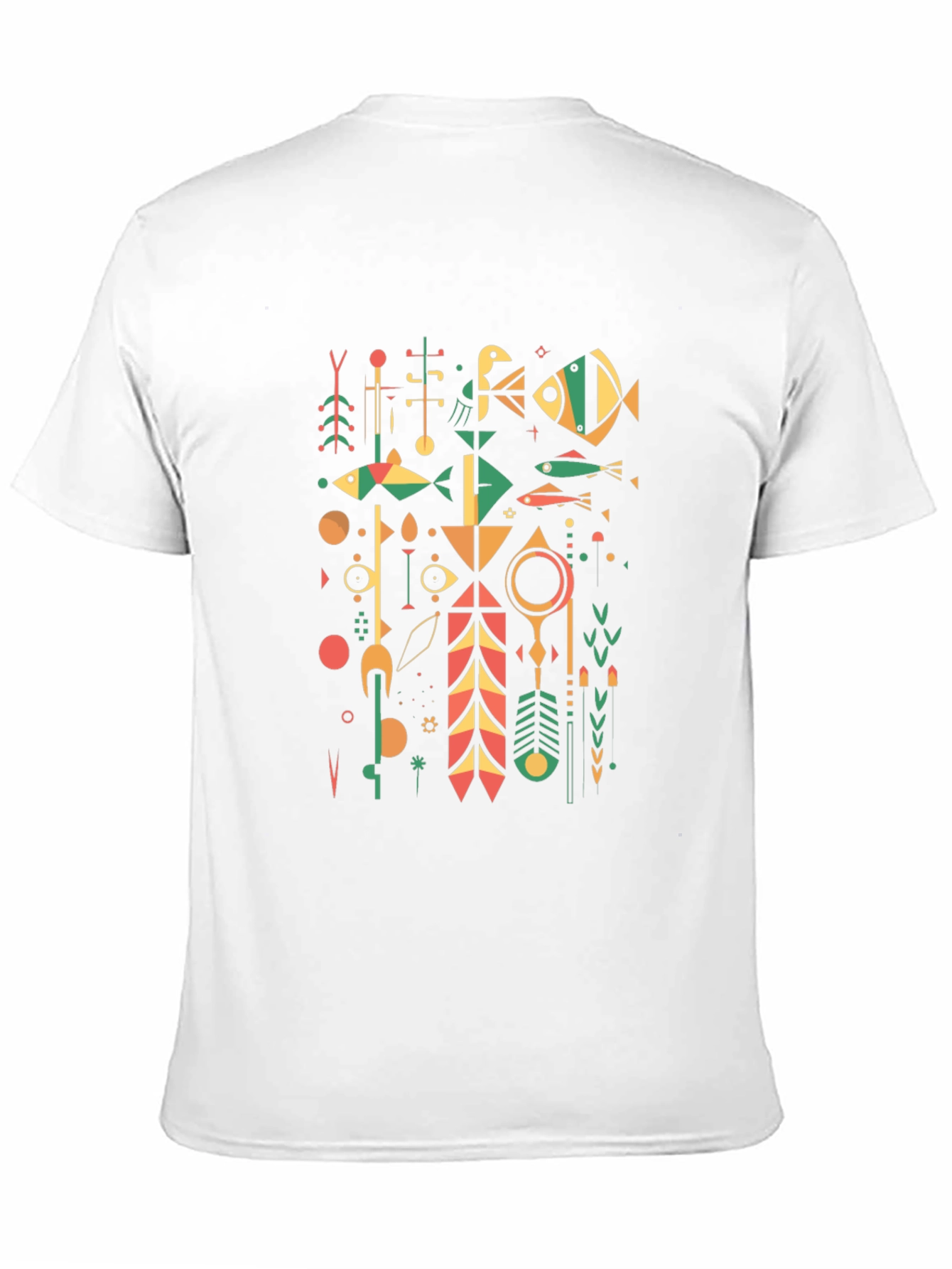 Abstract Geometric Graphic Print Tee - Black