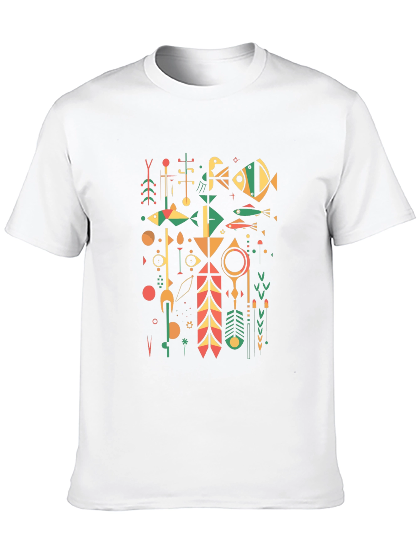 Abstract Geometric Graphic Print Tee - Black