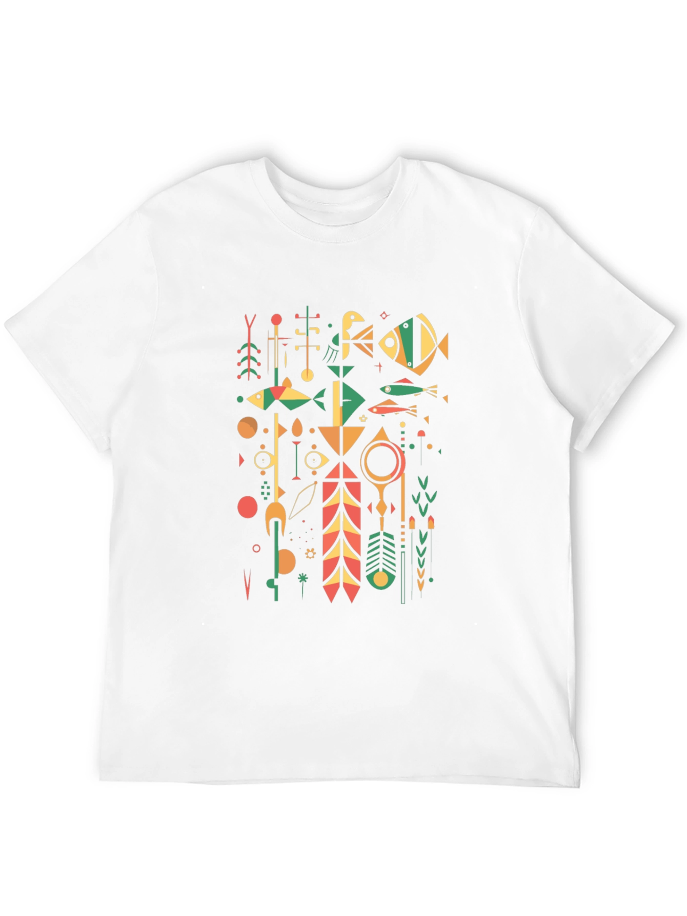 Abstract Geometric Graphic Print Tee - Black