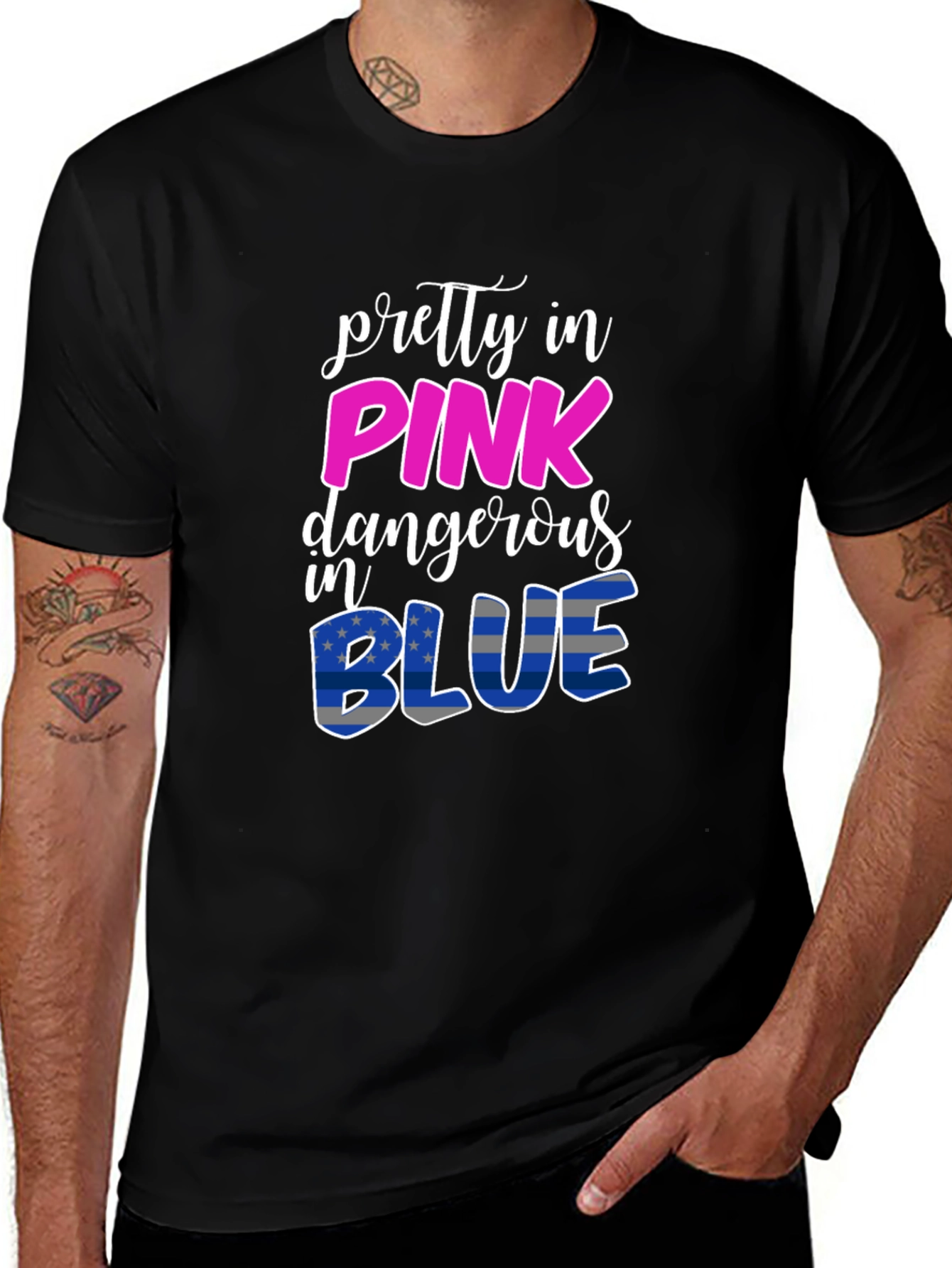 Pretty In Pink Dangerous In Blue T-Shirt