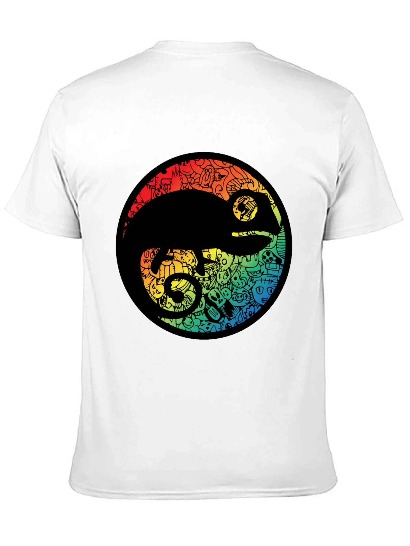 Chameleon Doodle Art Black T-Shirt