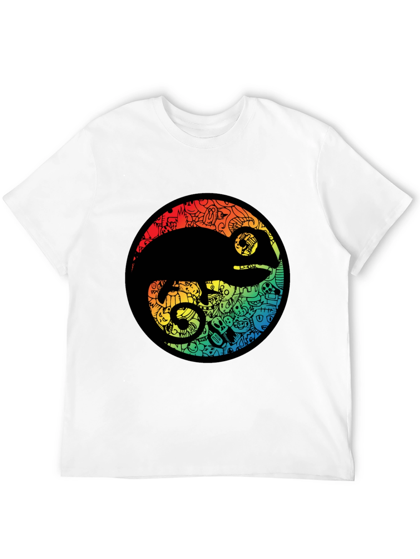 Chameleon Doodle Art Black T-Shirt