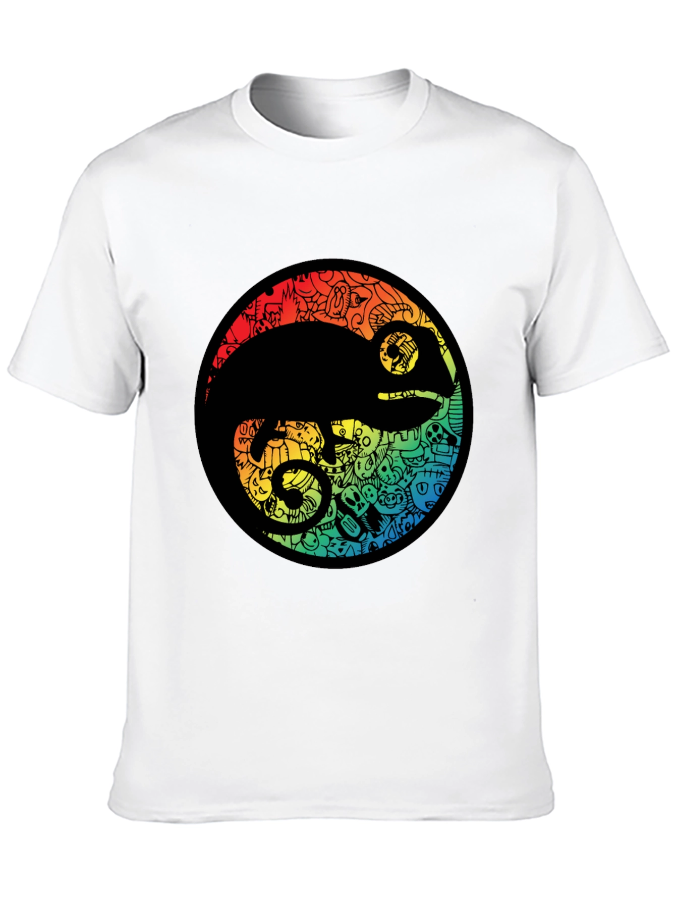 Chameleon Doodle Art Black T-Shirt
