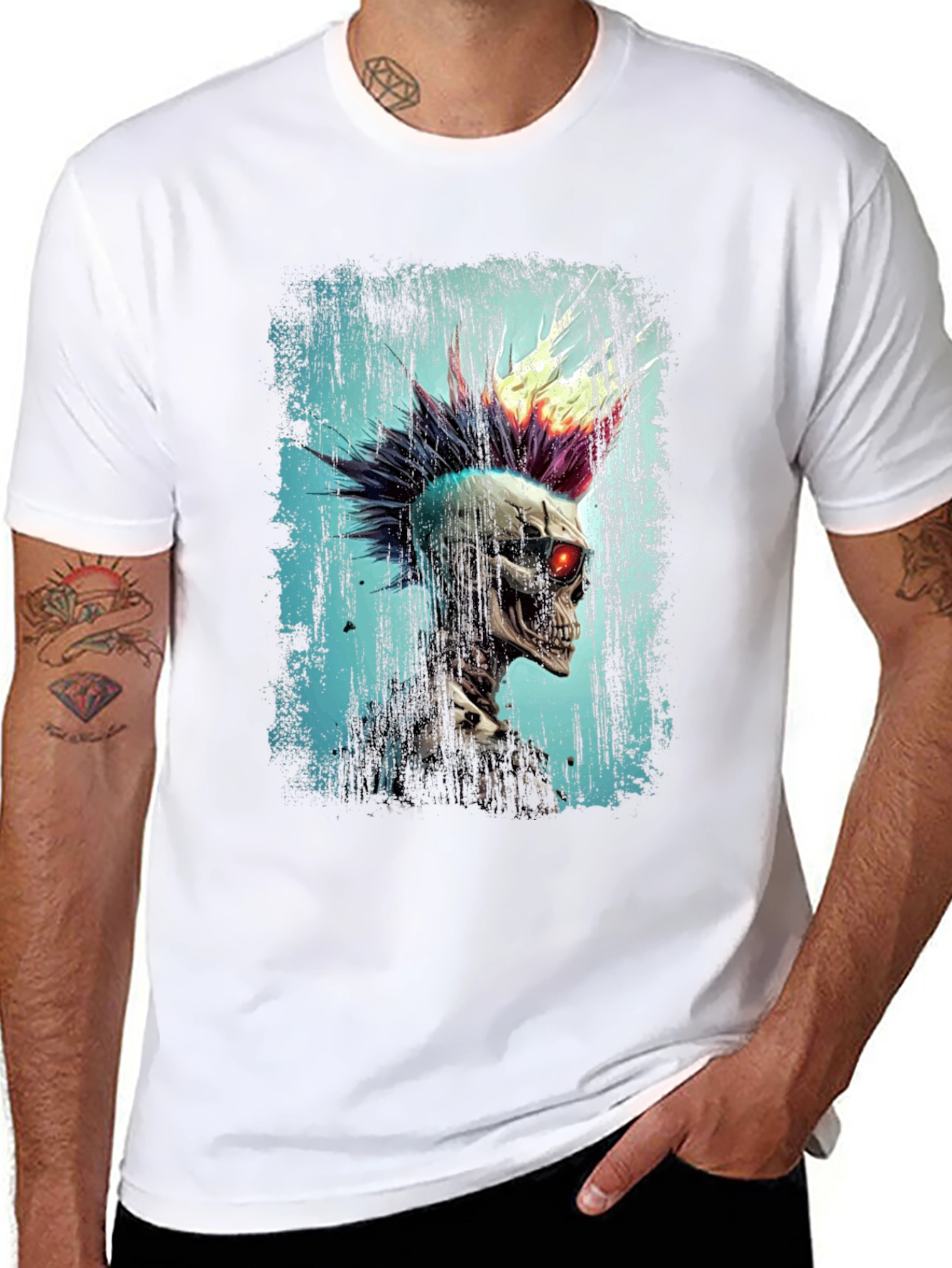 Punk Skeleton Graphic Tee - Edgy Style
