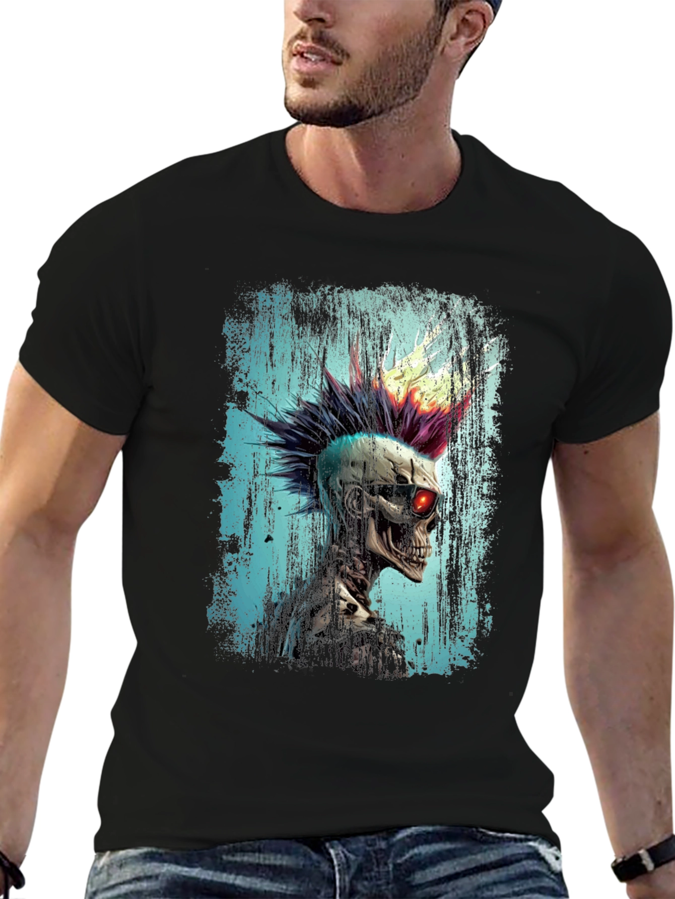 Punk Skeleton Graphic Tee - Edgy Style