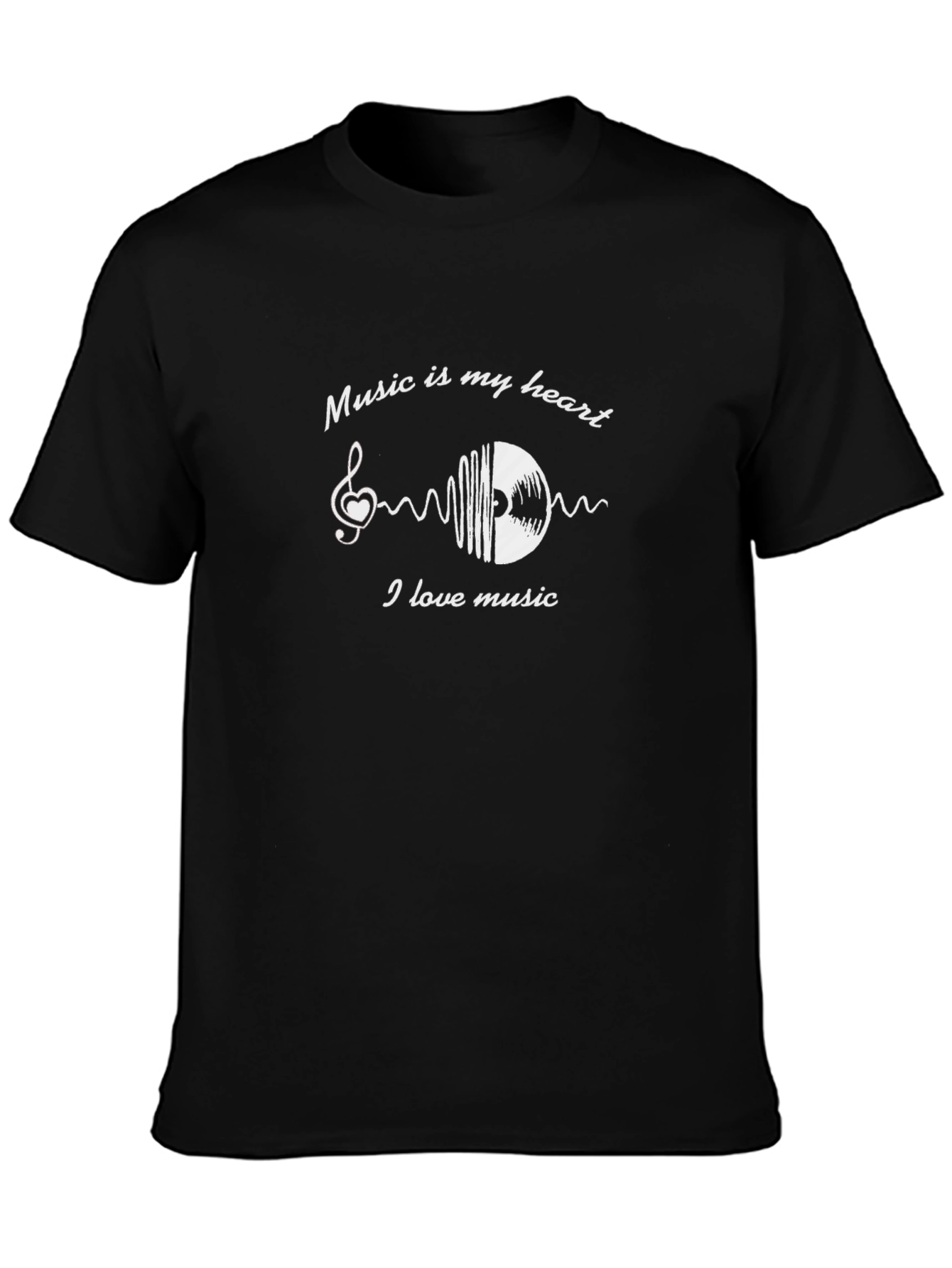 Music Lovers Tee:  Music Is My Heart Graphic T-Shirt