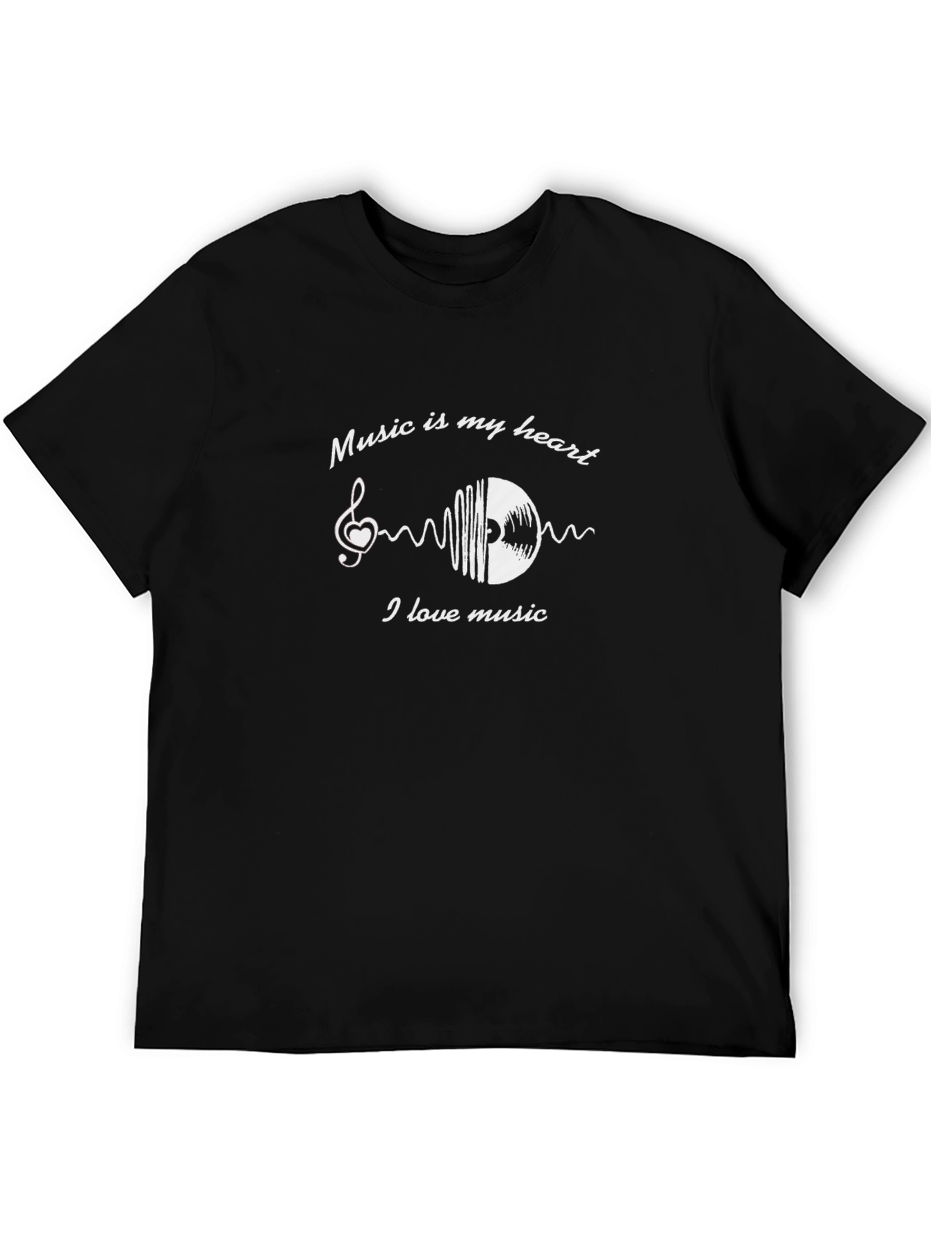 Music Lovers Tee:  Music Is My Heart Graphic T-Shirt