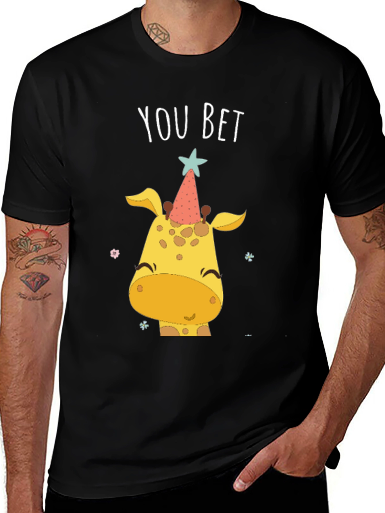 You Bet Giraffe Party T-Shirt - Black