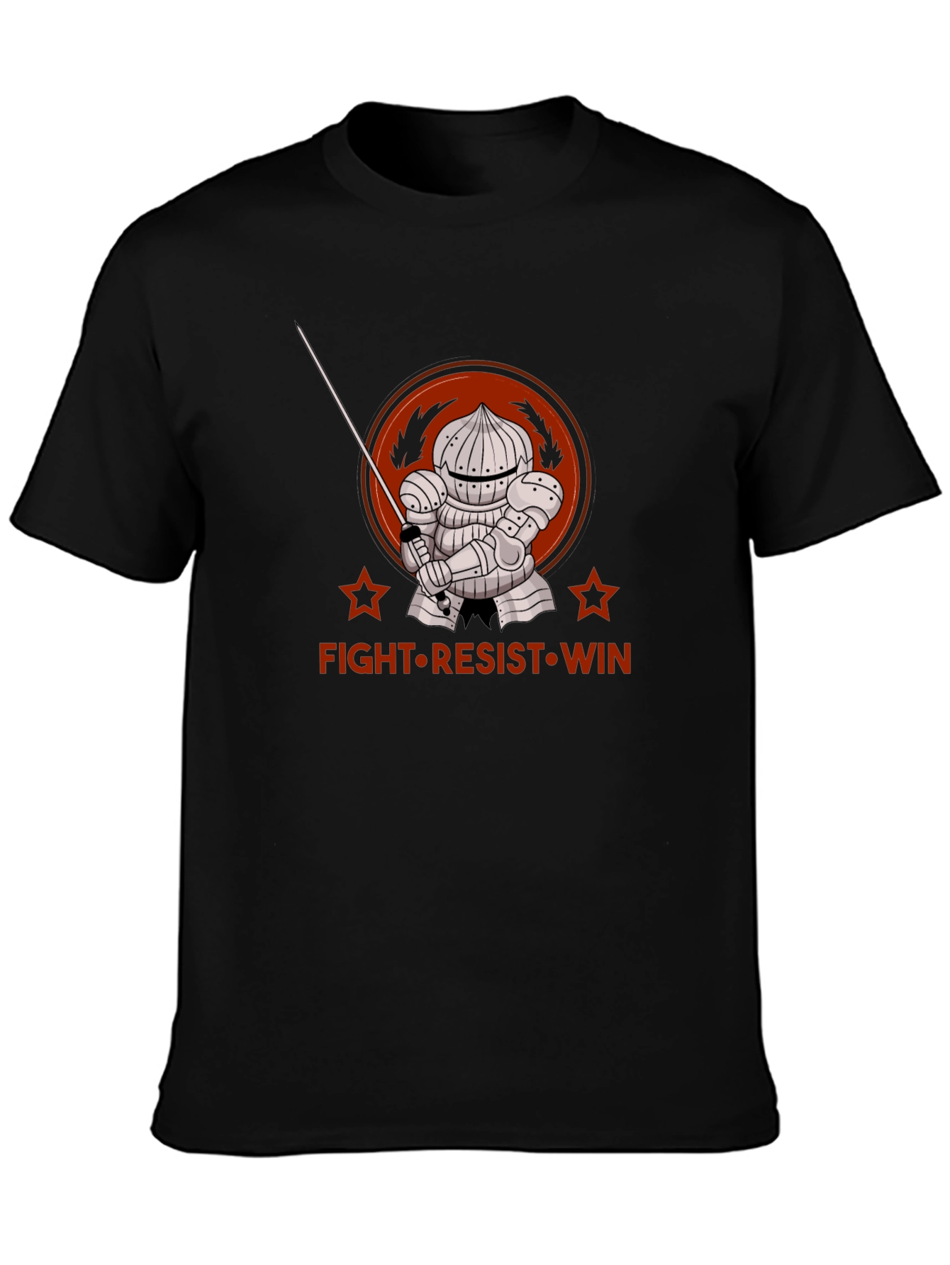 Fight Resist Win Knight Graphic Tee - Black