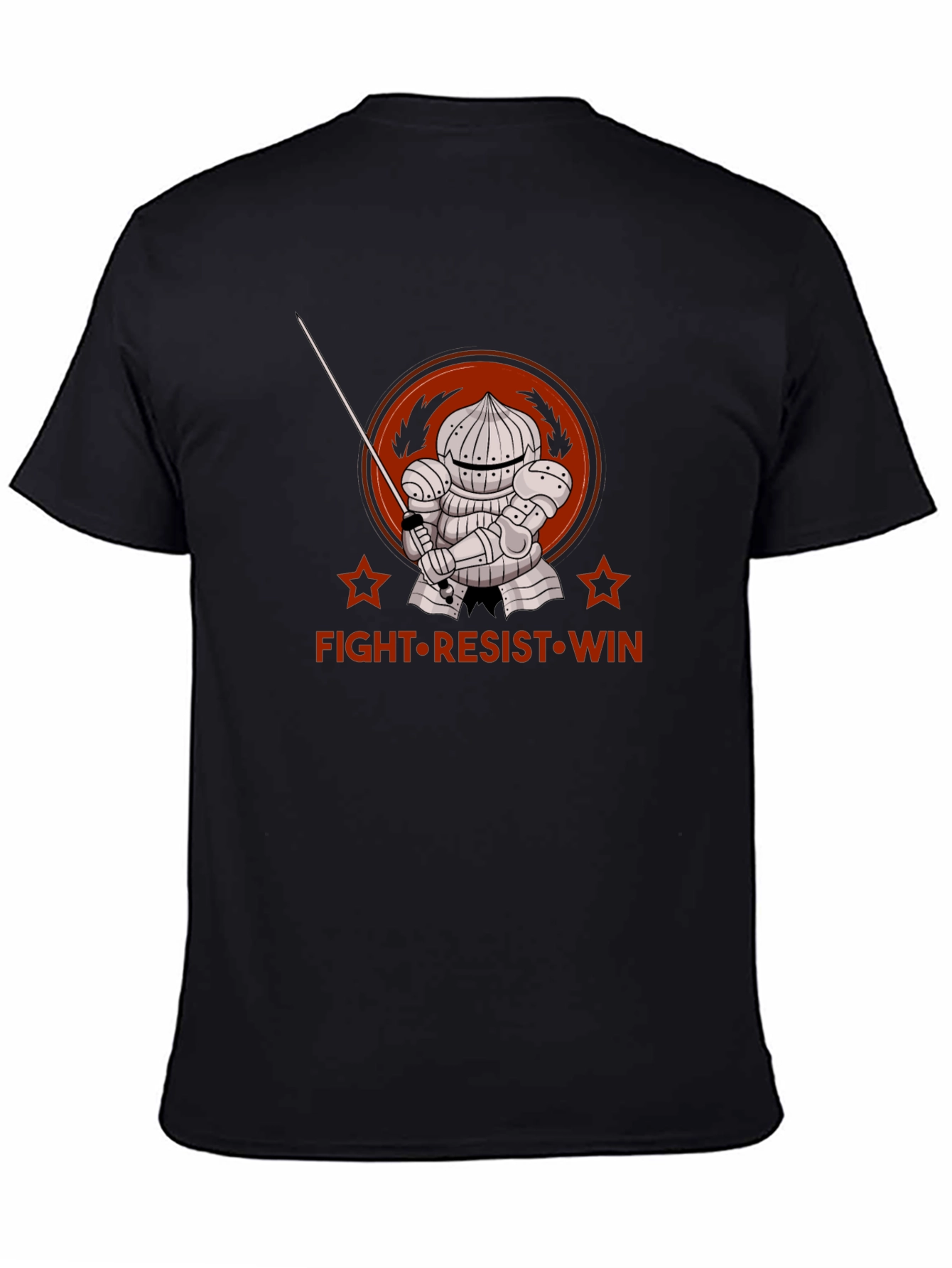 Fight Resist Win Knight Graphic Tee - Black