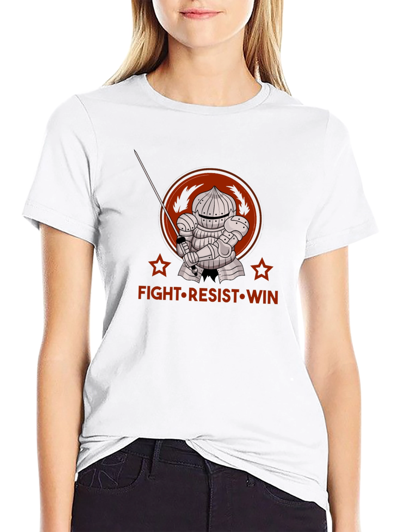 Fight Resist Win Knight Graphic Tee - Black