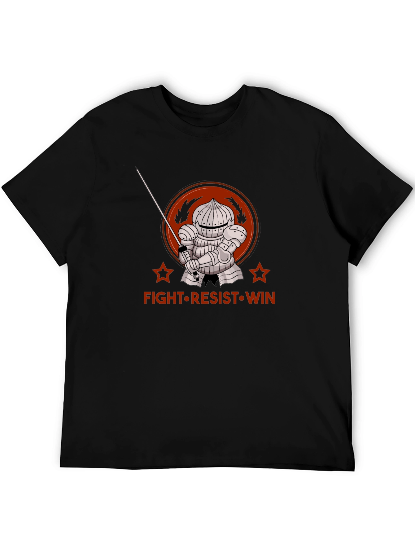 Fight Resist Win Knight Graphic Tee - Black