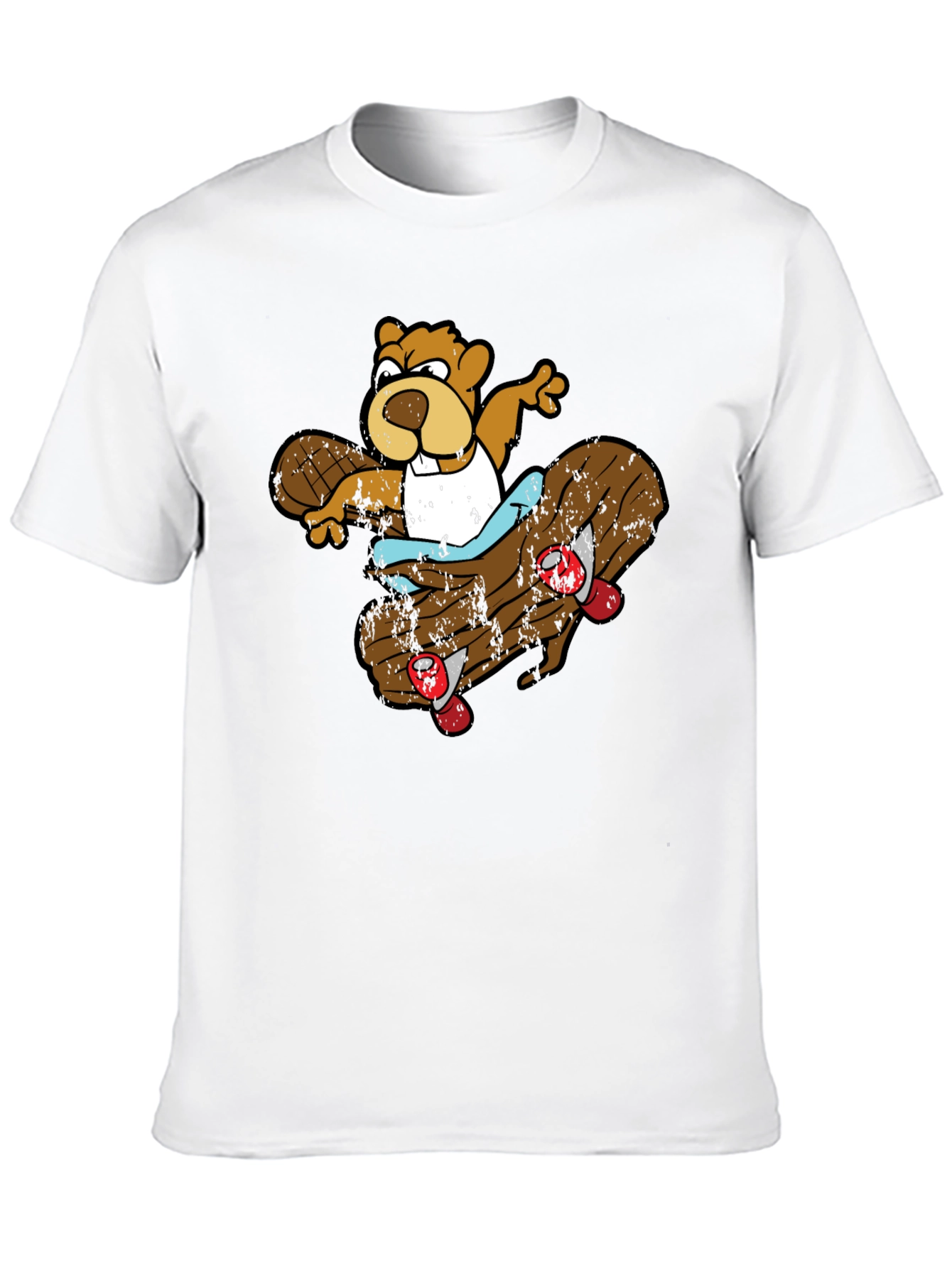 Skating Beaver Graphic T-Shirt - Black