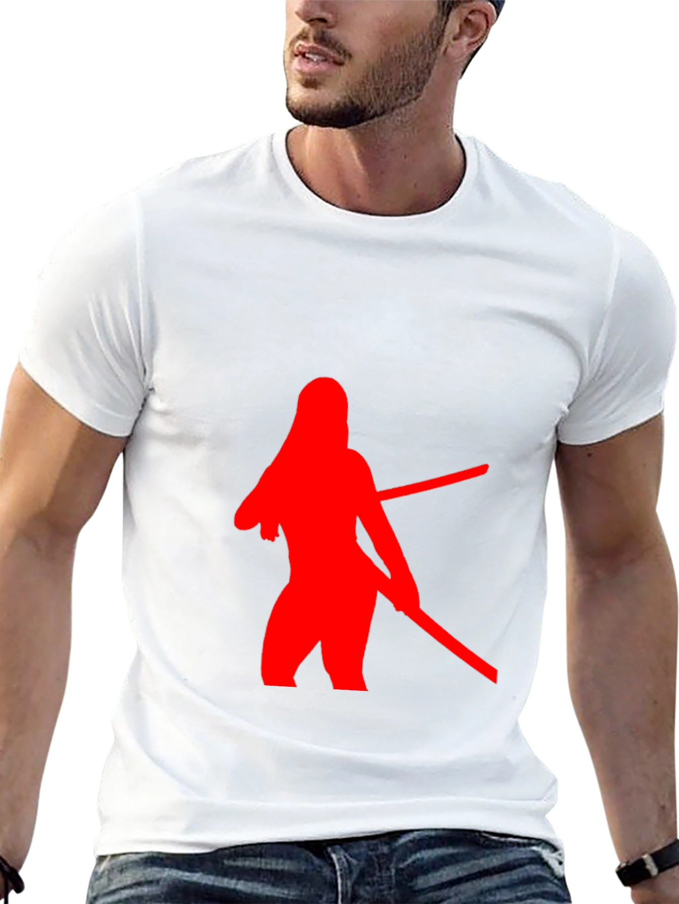 Red Silhouette Graphic Black T-Shirt