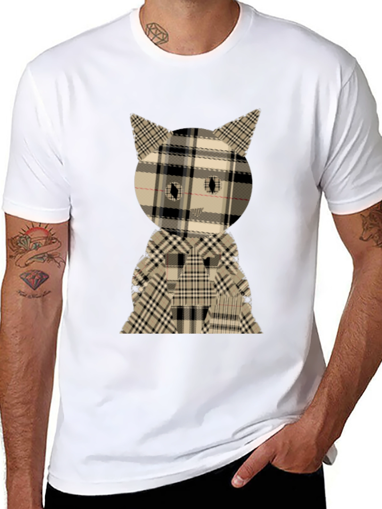Plaid Cat Graphic Tee