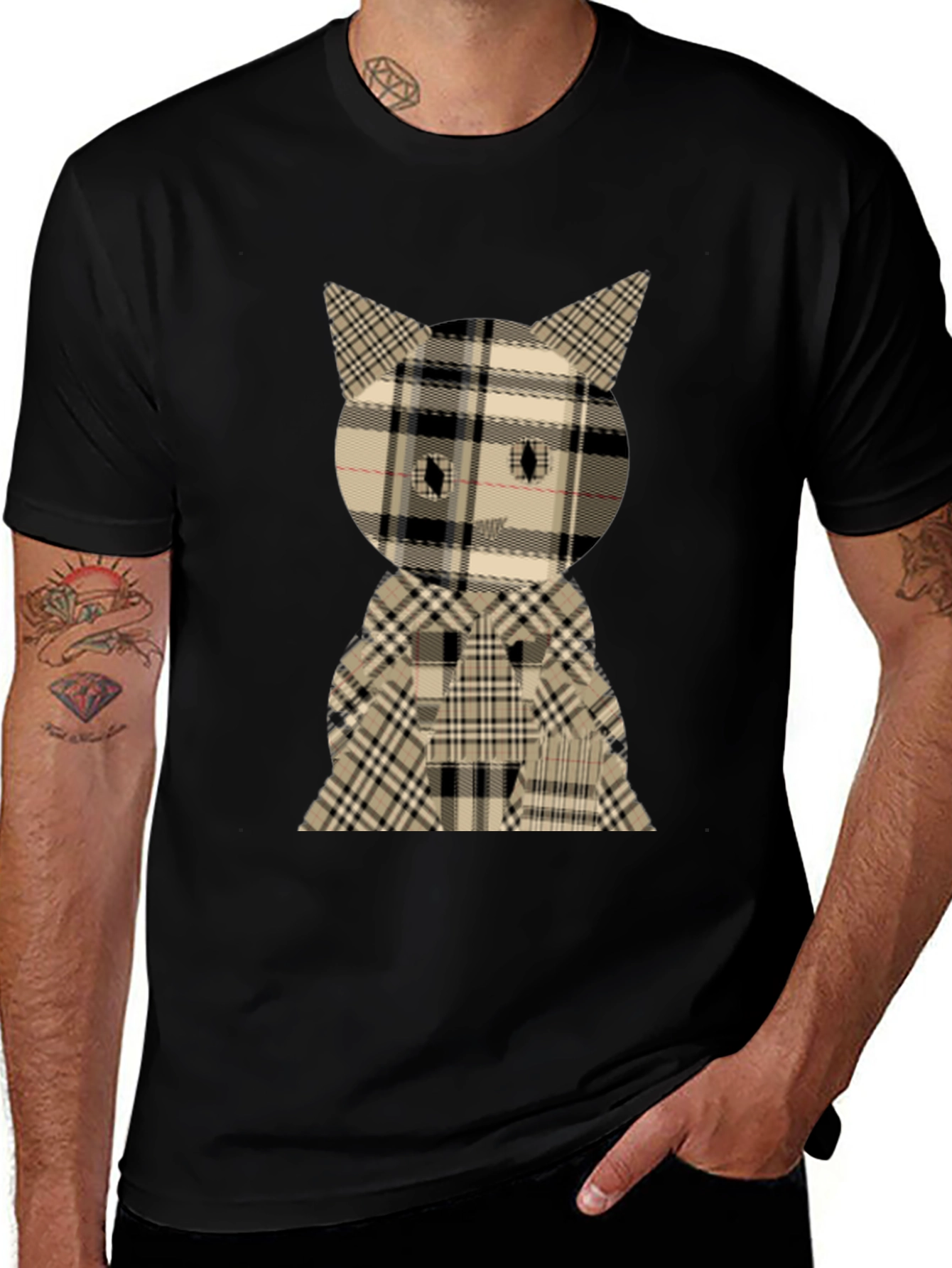 Plaid Cat Graphic Tee
