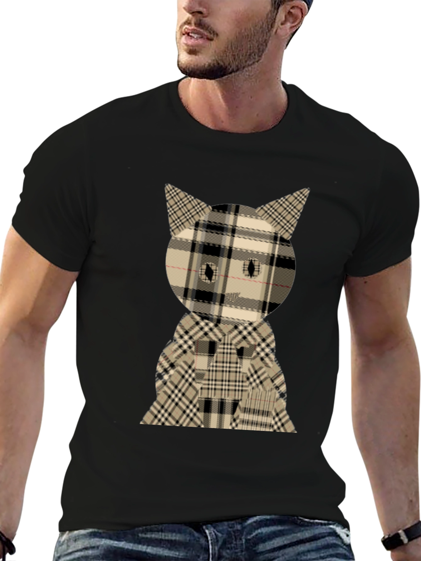 Plaid Cat Graphic Tee