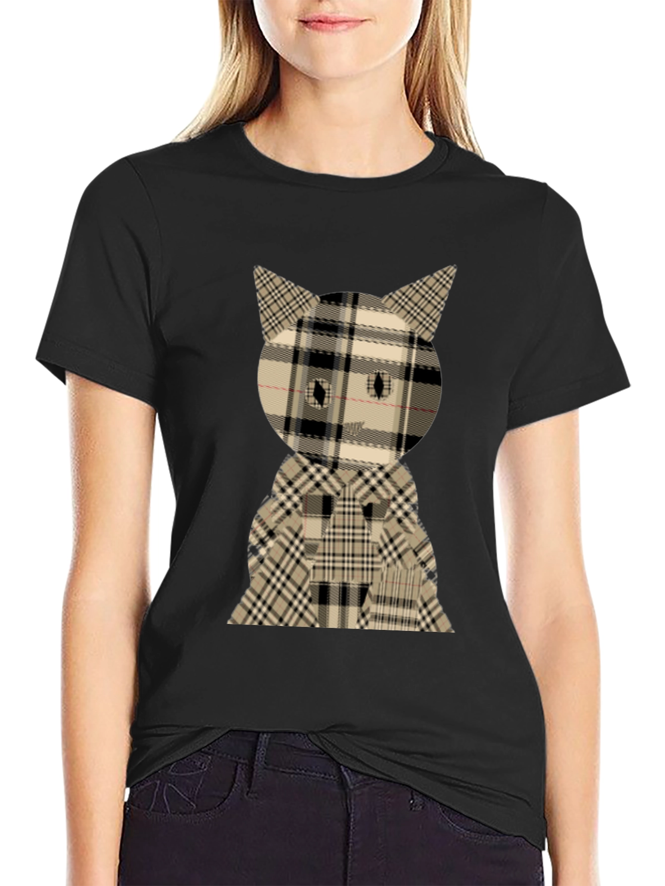 Plaid Cat Graphic Tee