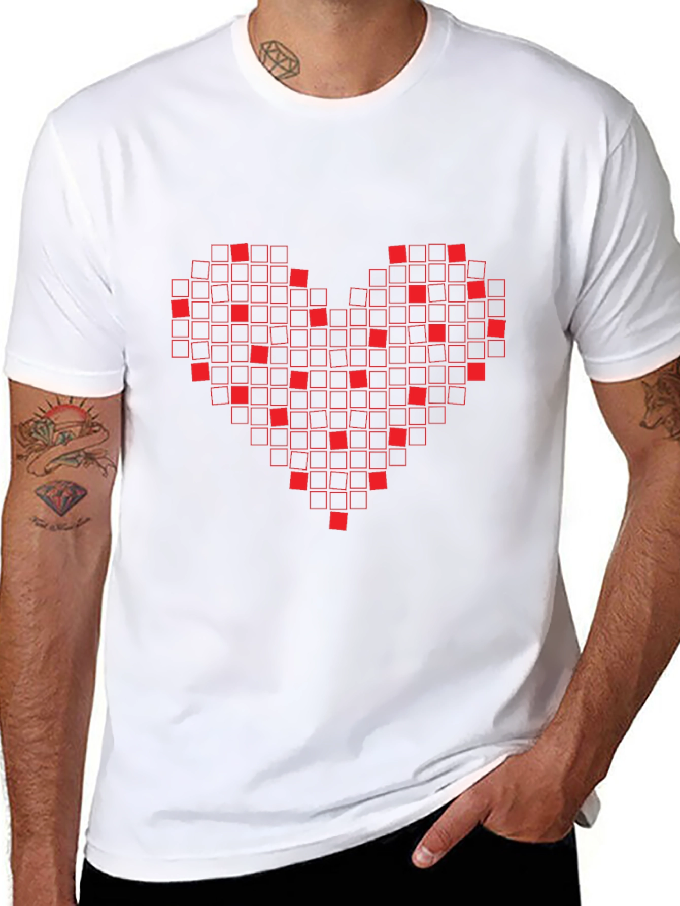 Pixel Heart Graphic T-Shirt - Black