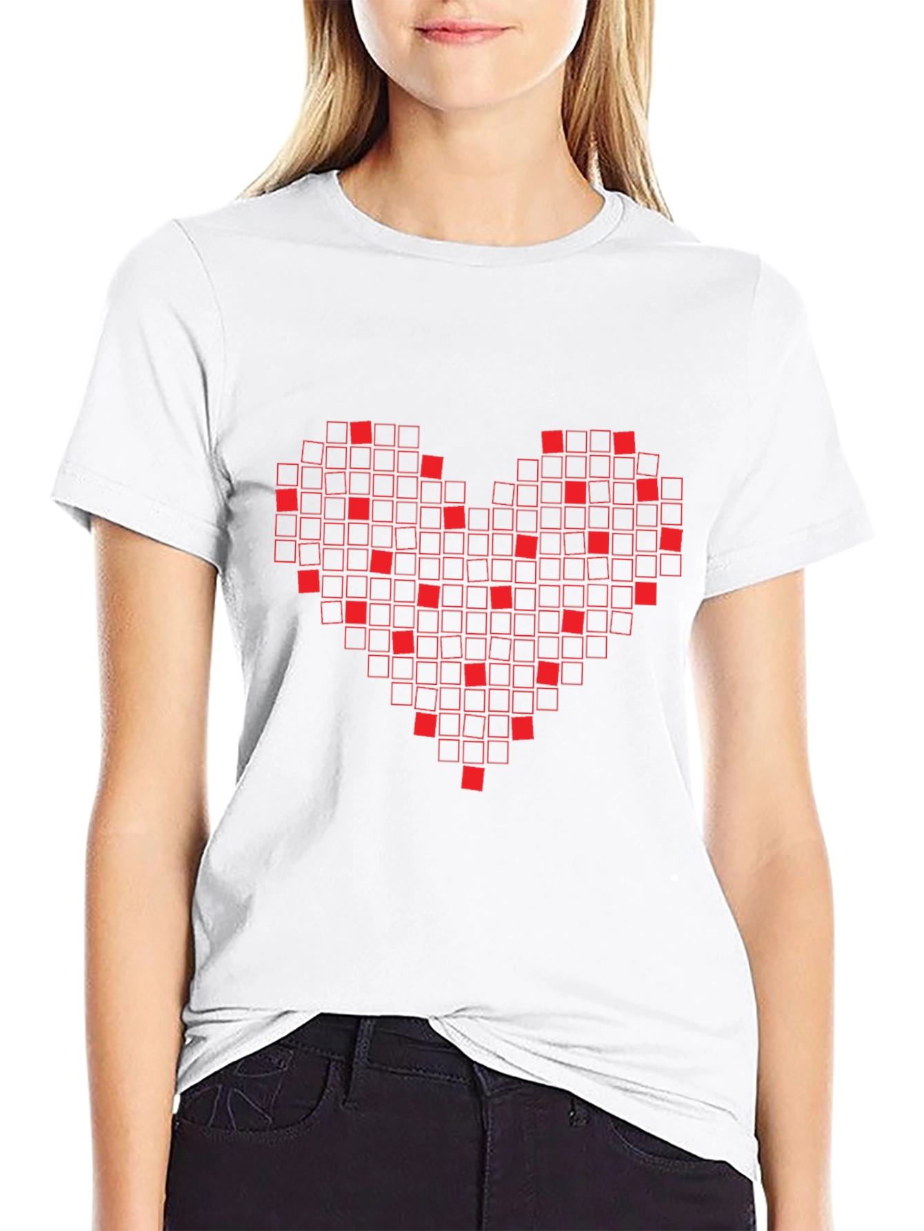 Pixel Heart Graphic T-Shirt - Black