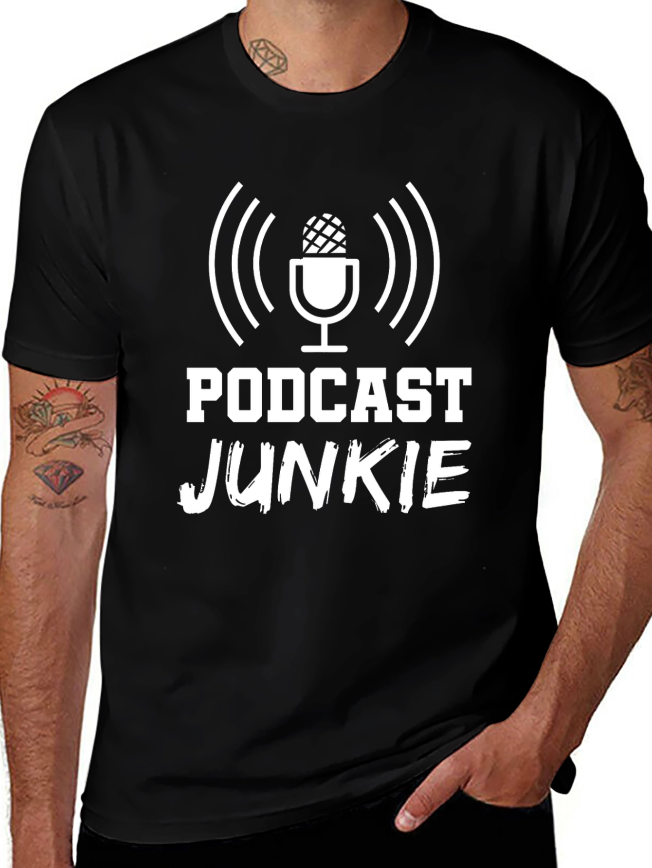 Podcast Junkie Graphic Tee - Black