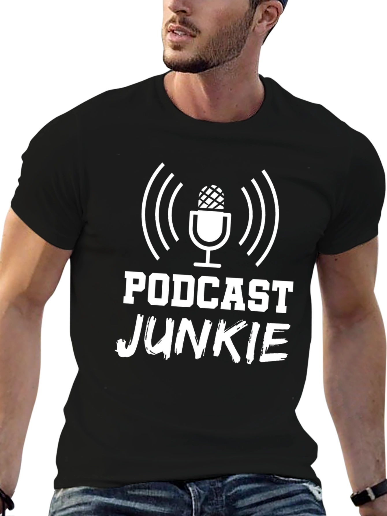 Podcast Junkie Graphic Tee - Black