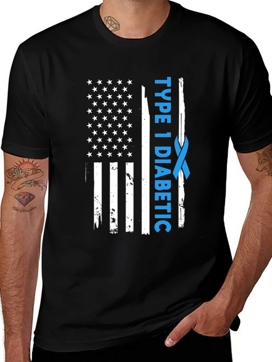 Type 1 Diabetic USA Flag T-Shirt
