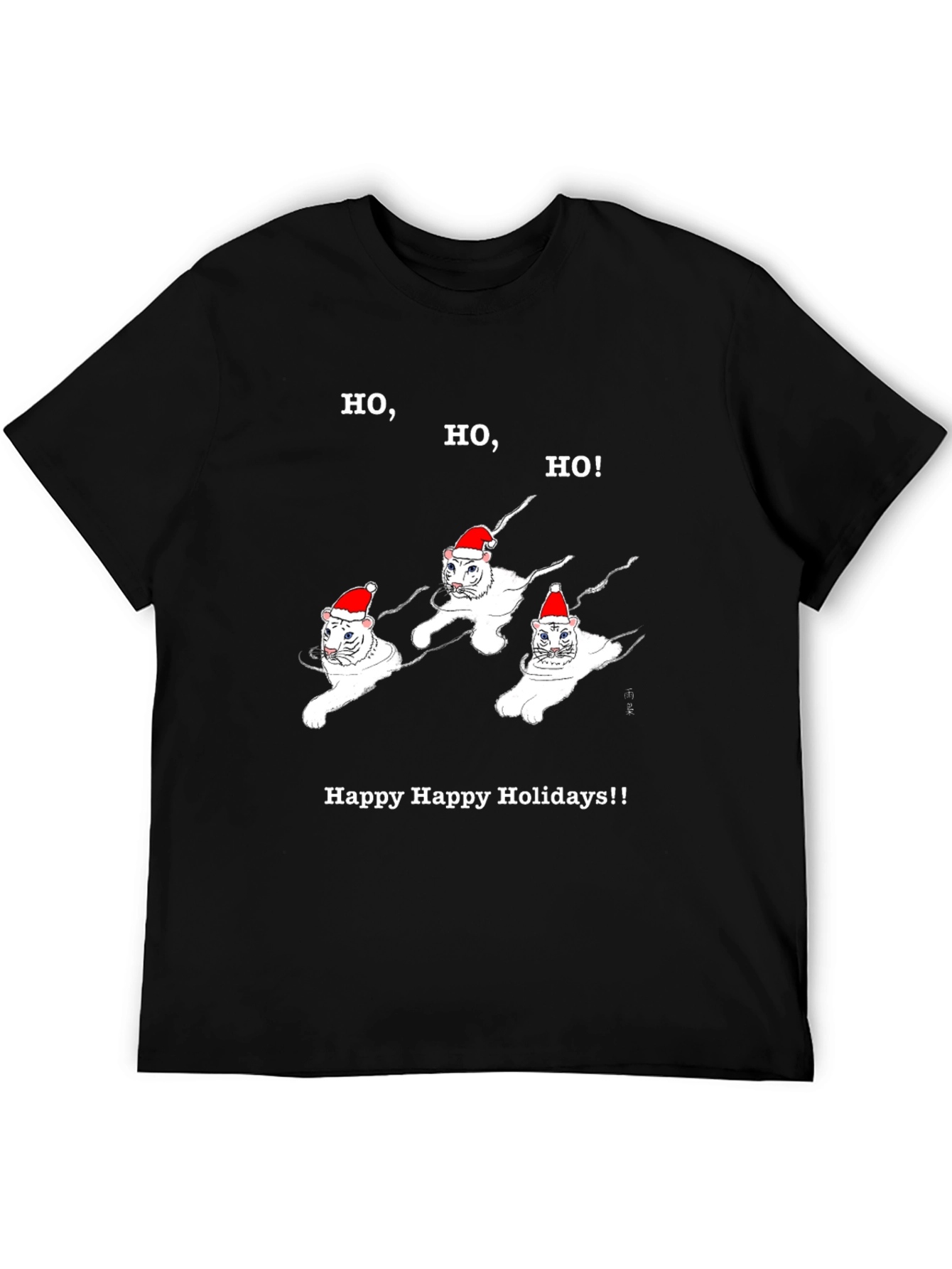 Festive Cat Holiday T-Shirt - Ho Ho Ho!