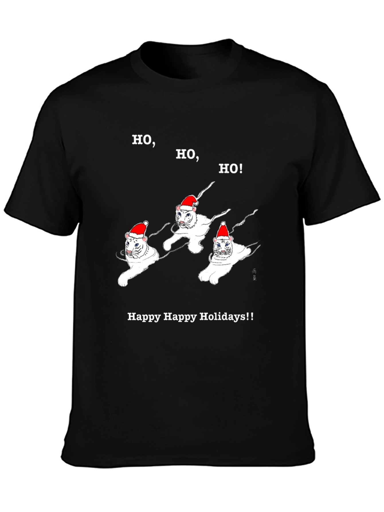 Festive Cat Holiday T-Shirt - Ho Ho Ho!