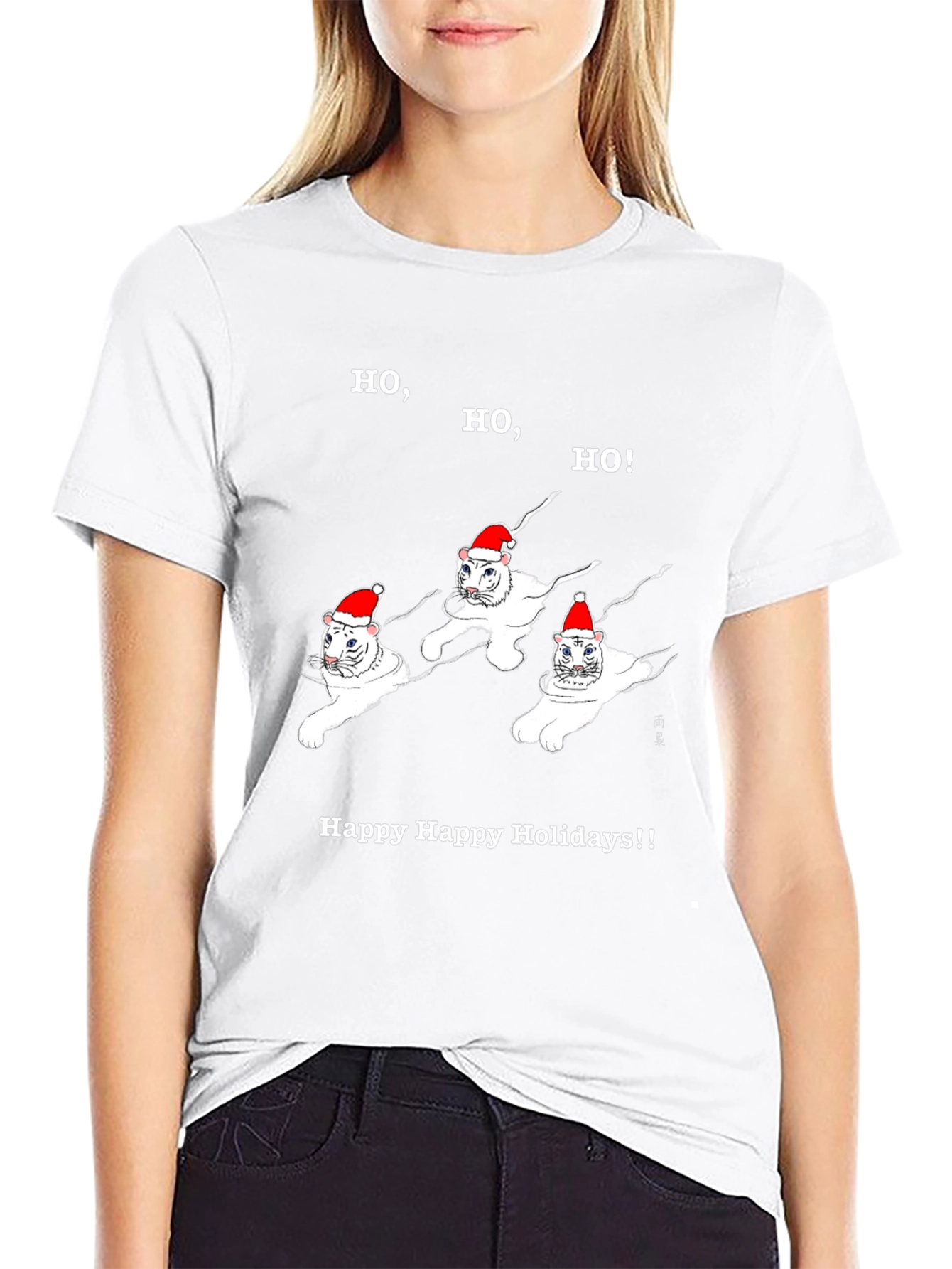 Festive Cat Holiday T-Shirt - Ho Ho Ho!