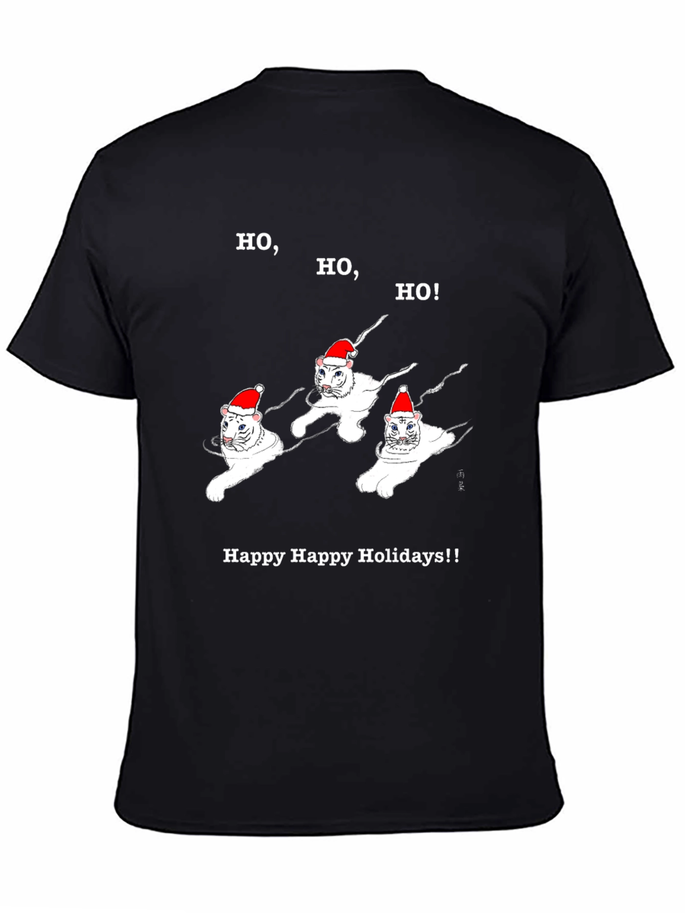 Festive Cat Holiday T-Shirt - Ho Ho Ho!