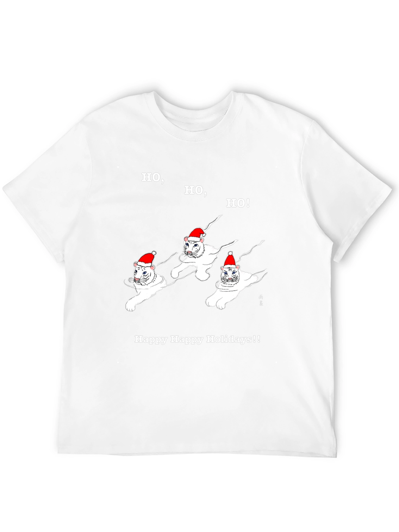 Festive Cat Holiday T-Shirt - Ho Ho Ho!