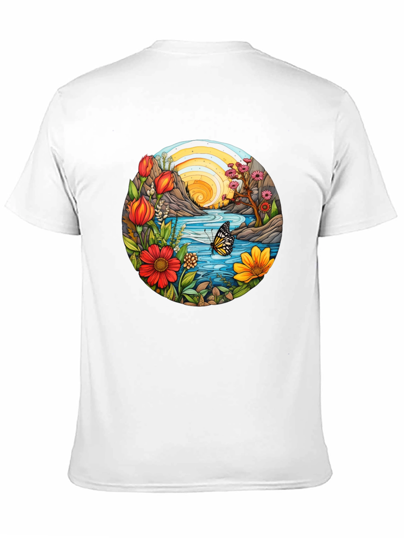 Nature Scene Graphic Tee - Black Cotton Blend