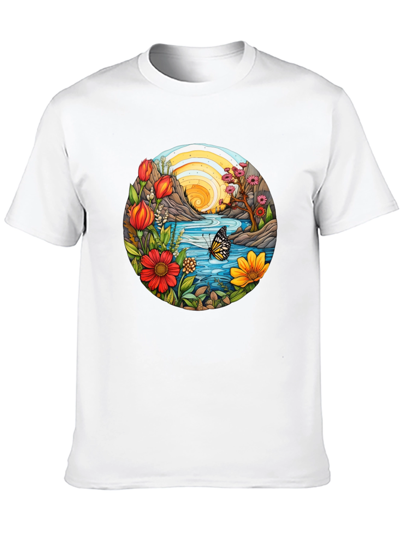 Nature Scene Graphic Tee - Black Cotton Blend