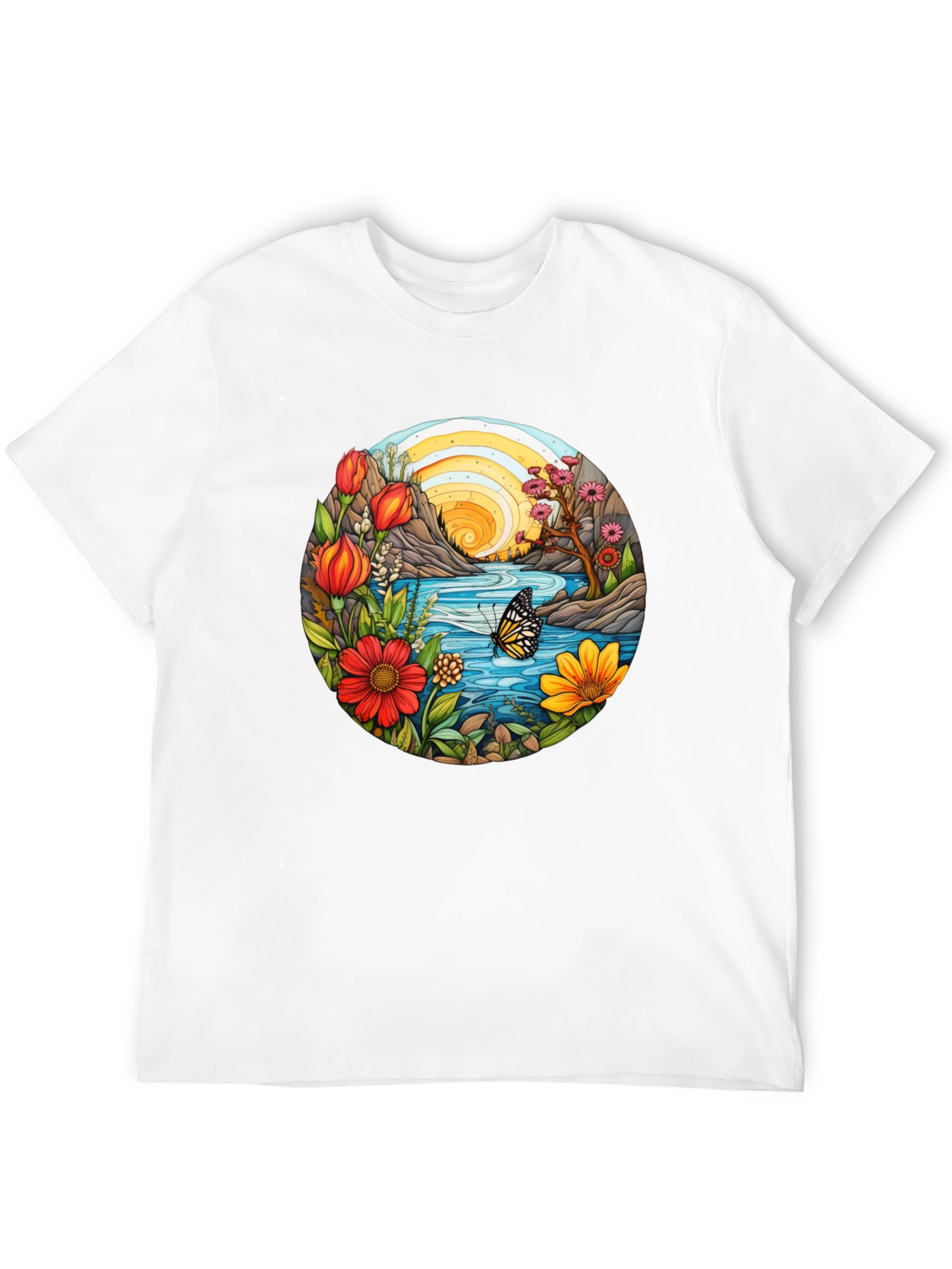 Nature Scene Graphic Tee - Black Cotton Blend