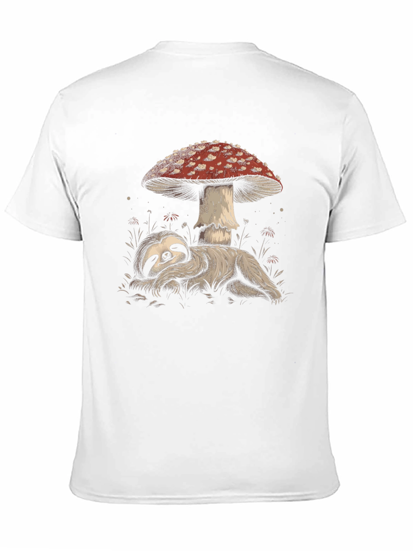 Sloth Under Mushroom Graphic Tee - Relaxed Fit