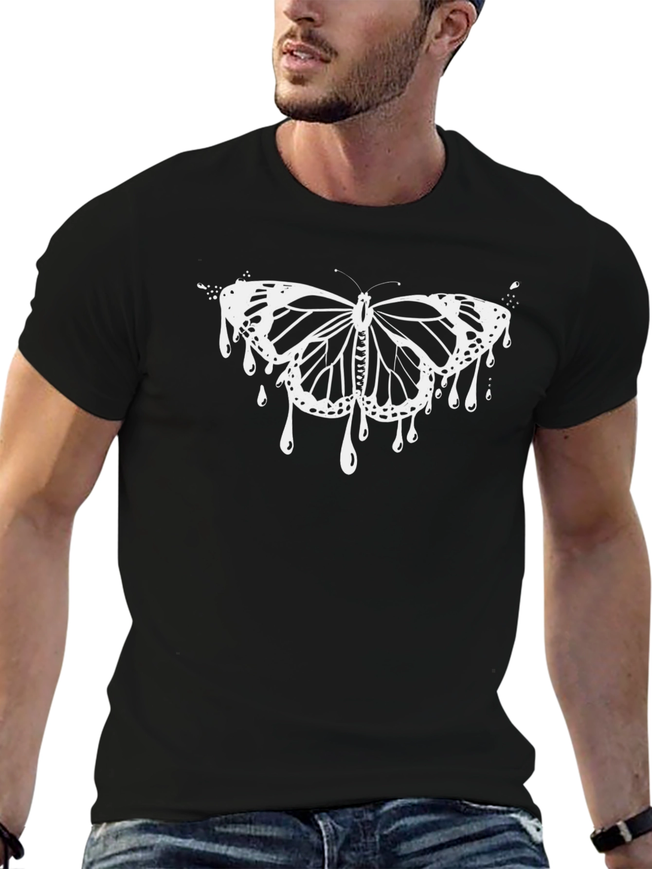 Butterfly Drip Graphic Tee - Mens Black T-Shirt