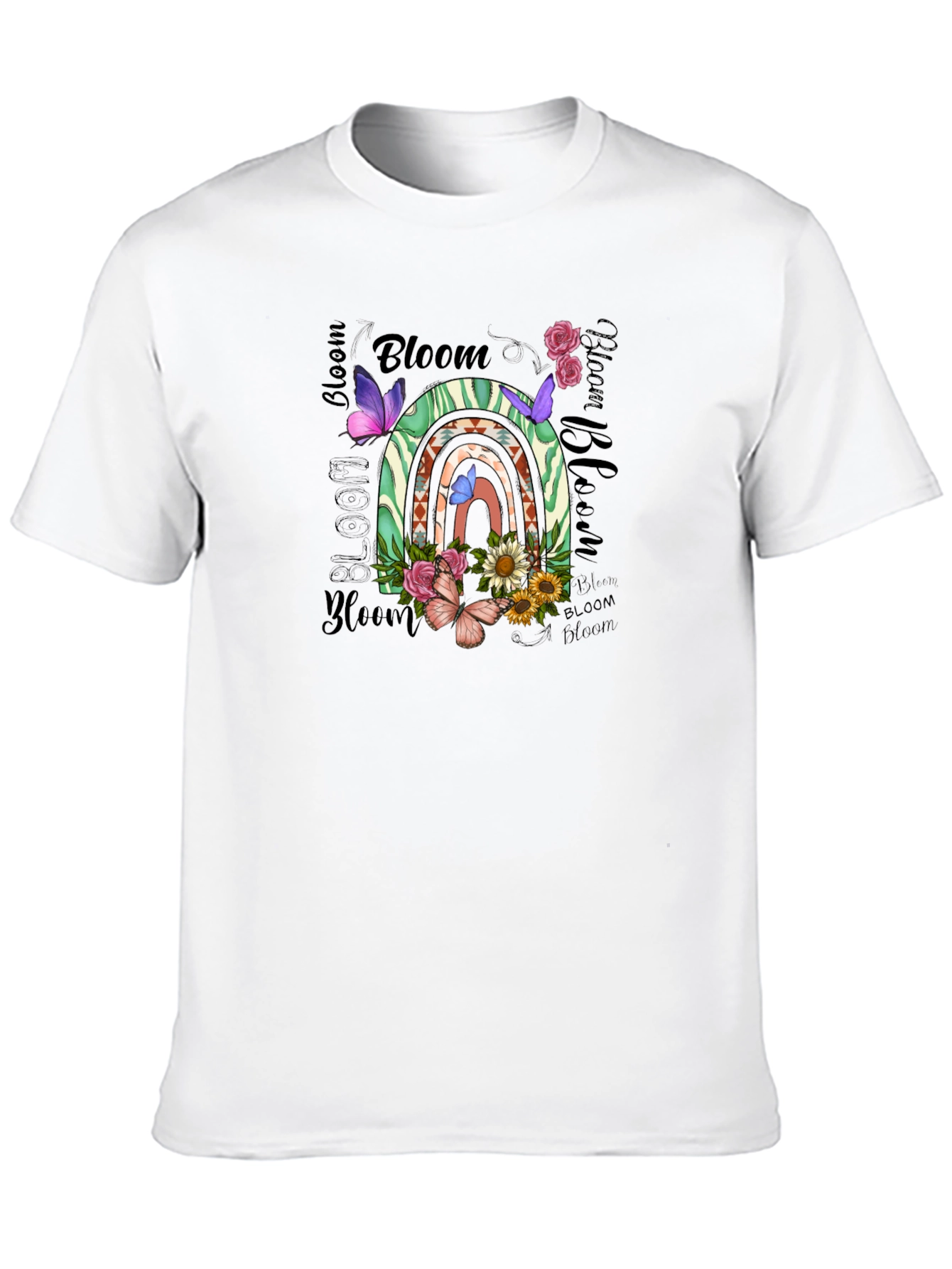 Bloom Graphic Tee - Floral Rainbow Design