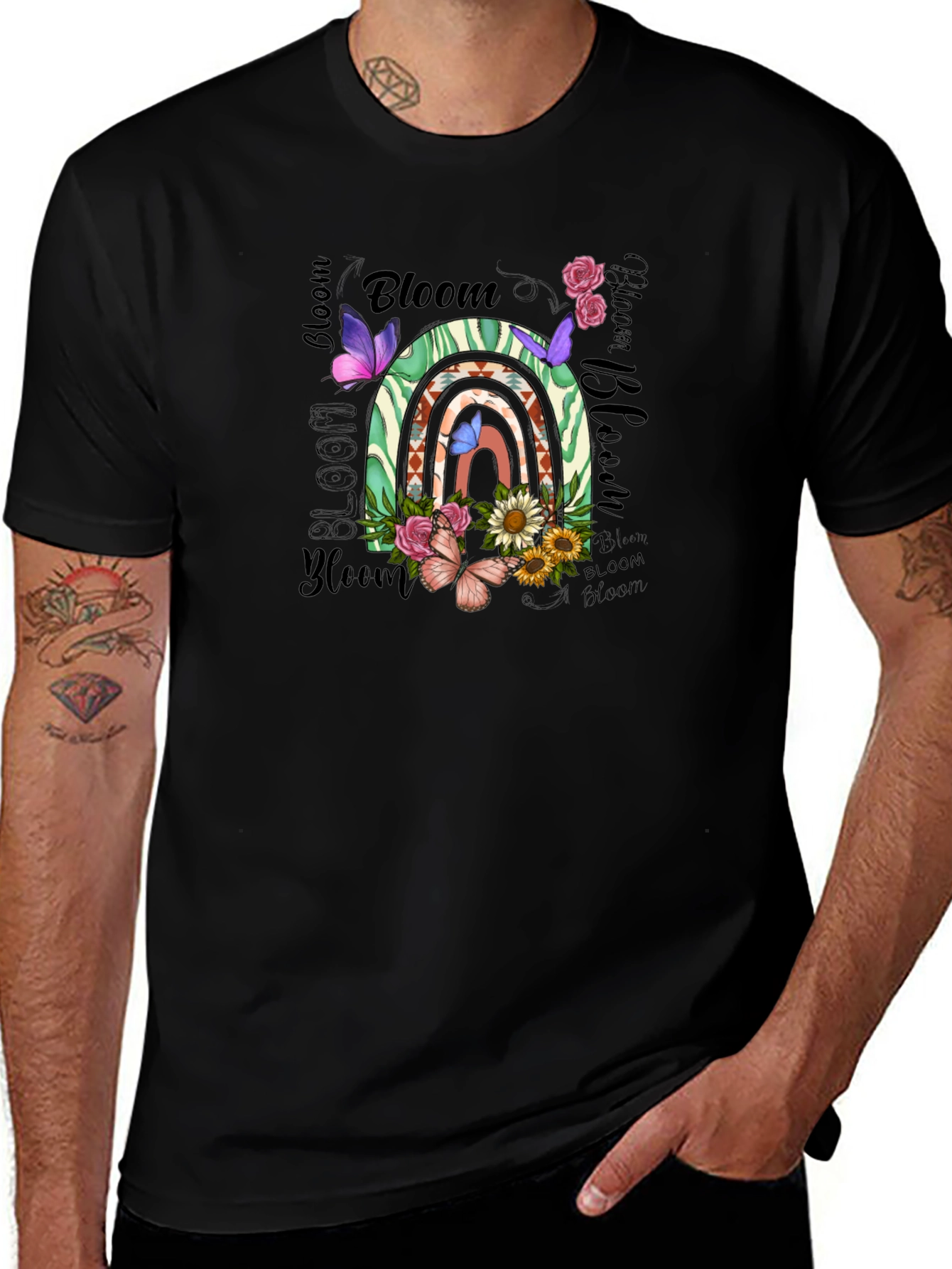 Bloom Graphic Tee - Floral Rainbow Design