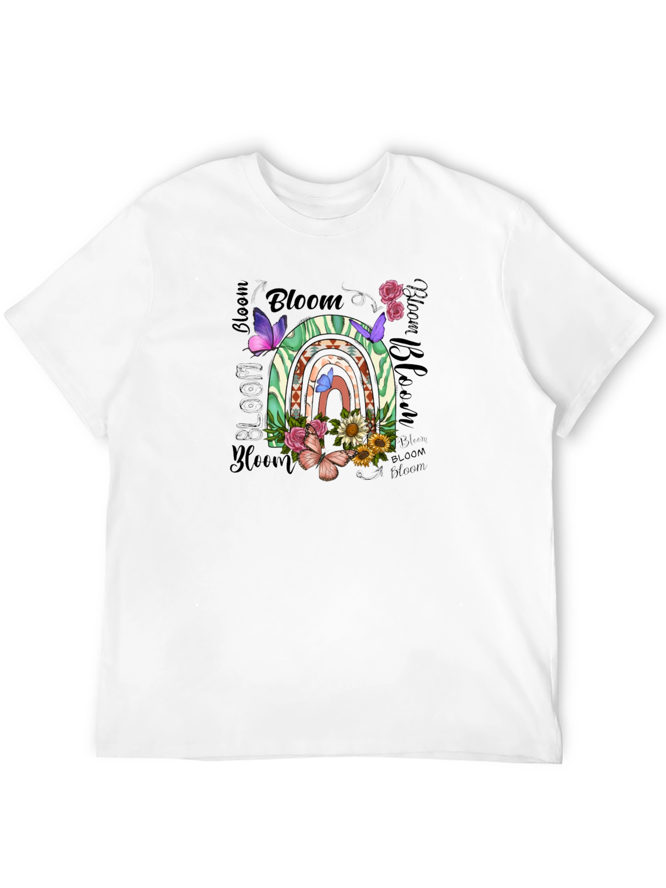 Bloom Graphic Tee - Floral Rainbow Design
