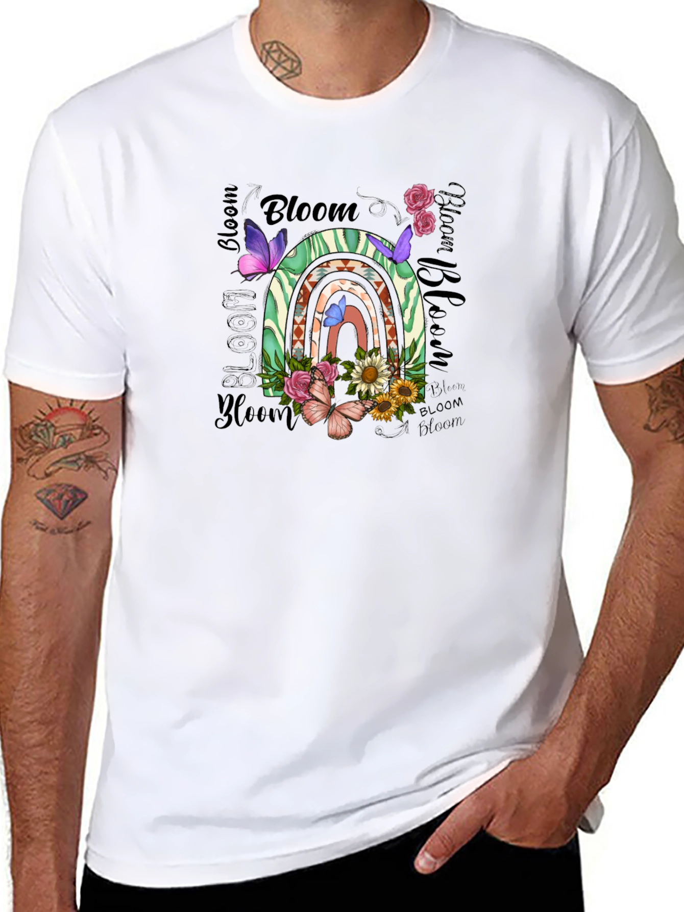 Bloom Graphic Tee - Floral Rainbow Design