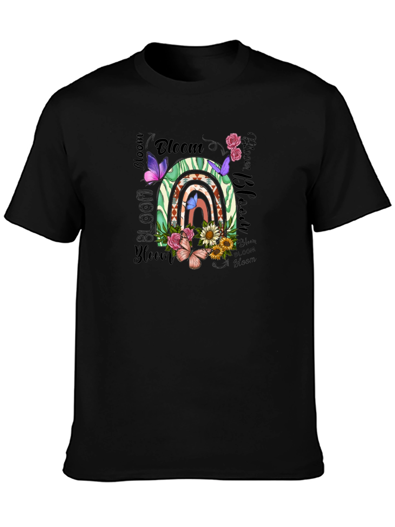 Bloom Graphic Tee - Floral Rainbow Design