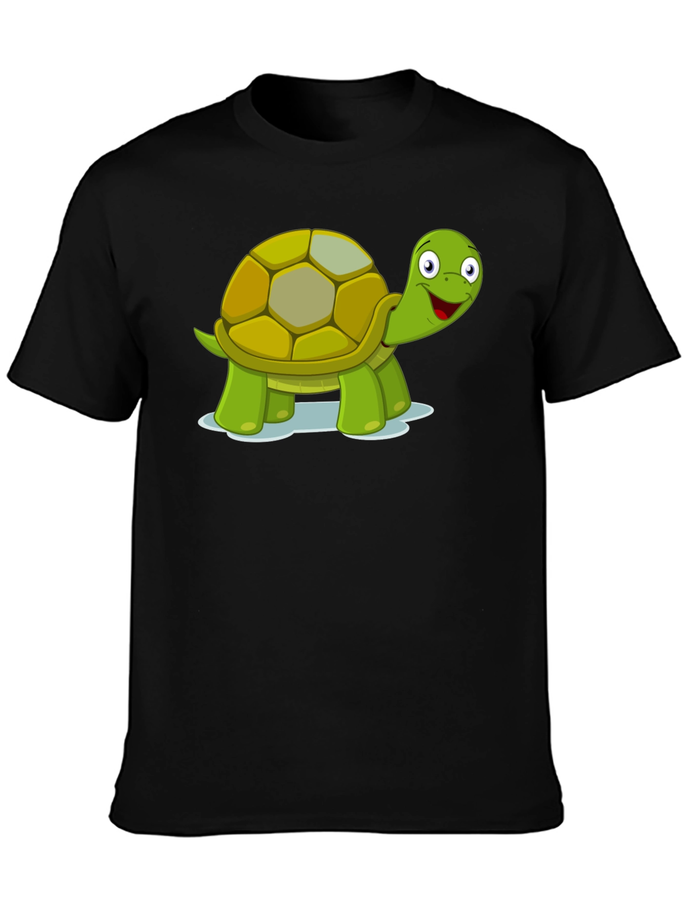 Cute Turtle Graphic Tee - Black