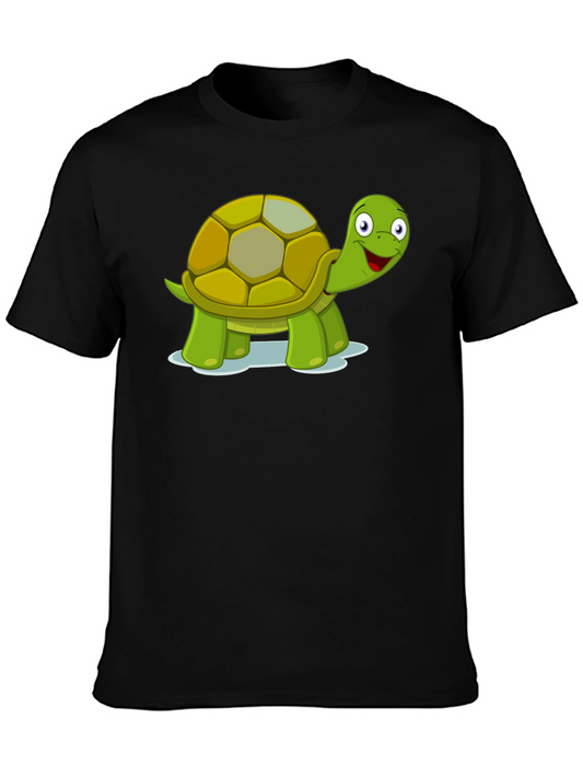Cute Turtle Graphic Tee - Black